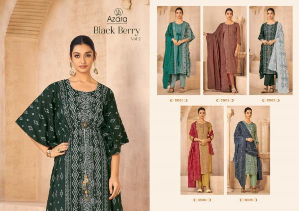 Azara Black Berry Vol 2 Blossom Cotton Designer Dress Material